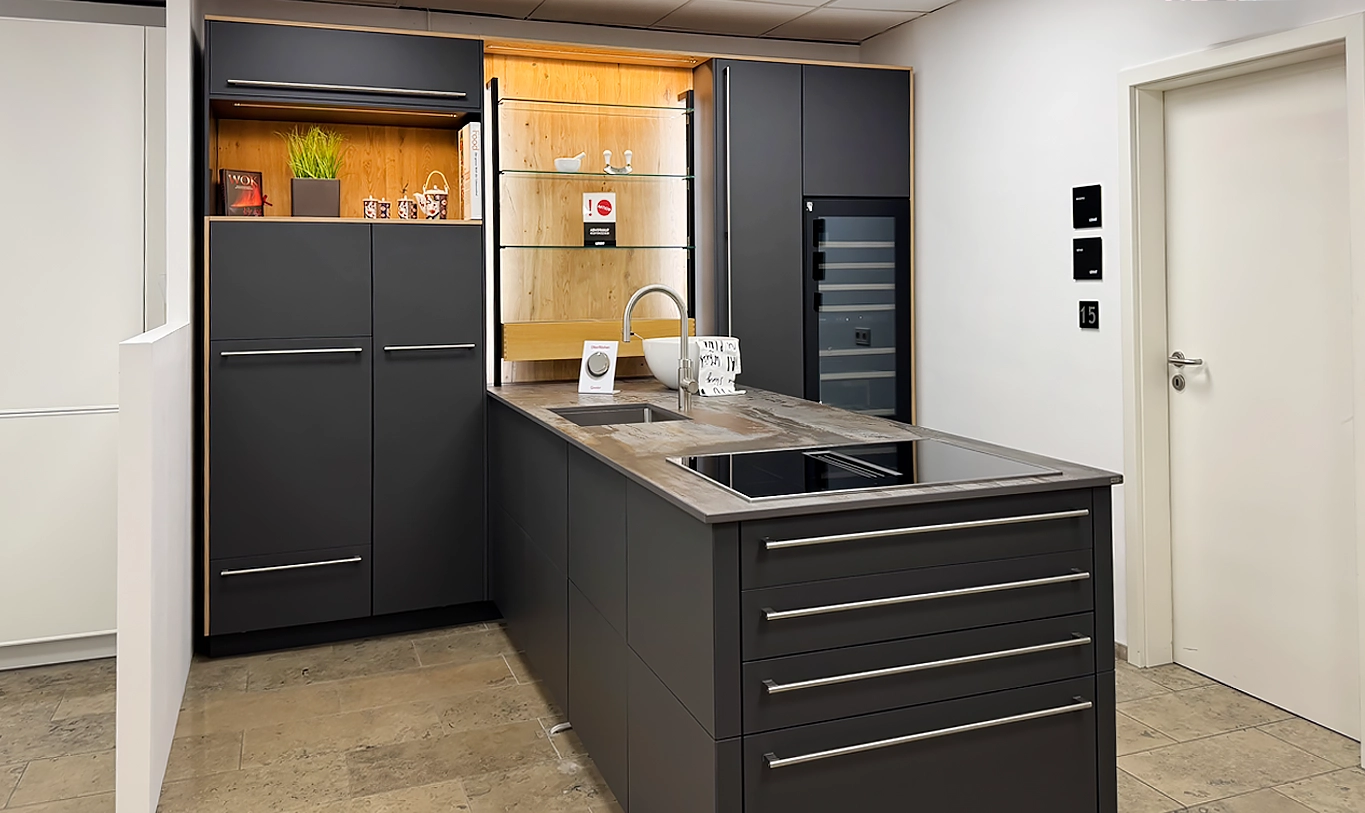 Küche Leicht Bondi carbongrau und Wildeiche