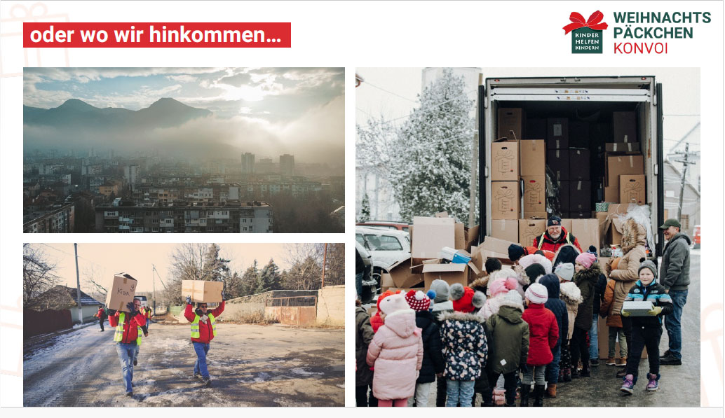 Der Weihnachtspäckchenkonvoi bringt Kleidung und Geschenke